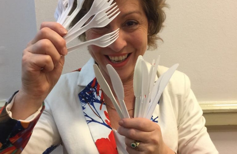 Rebecca Pow Pledges to cut down on plastic cutlery