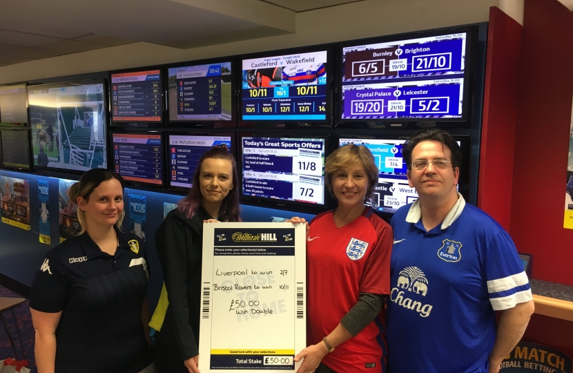 Rebecca Pow with staff at William Hill