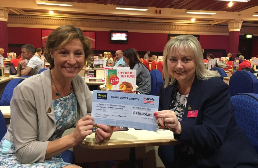 MP Rebecca Pow with General Manager of Mecca Bingo Taunton, Davina Warden