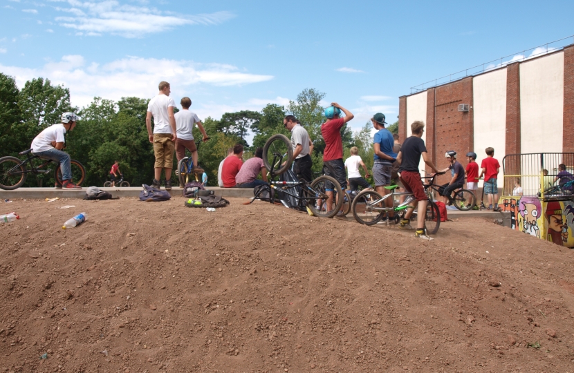 With young people and councillors at the Skatepark