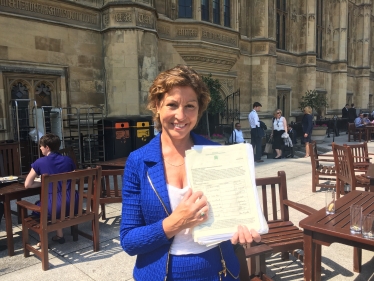 Rebecca Pow with Wellington Monument Petition