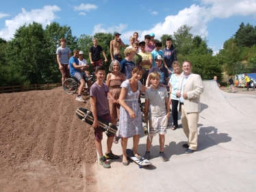 With young people and councillors at the Skatepark